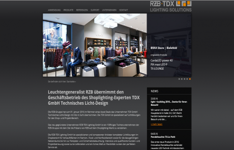 Online - RZB-TDX Lighting, Webseite