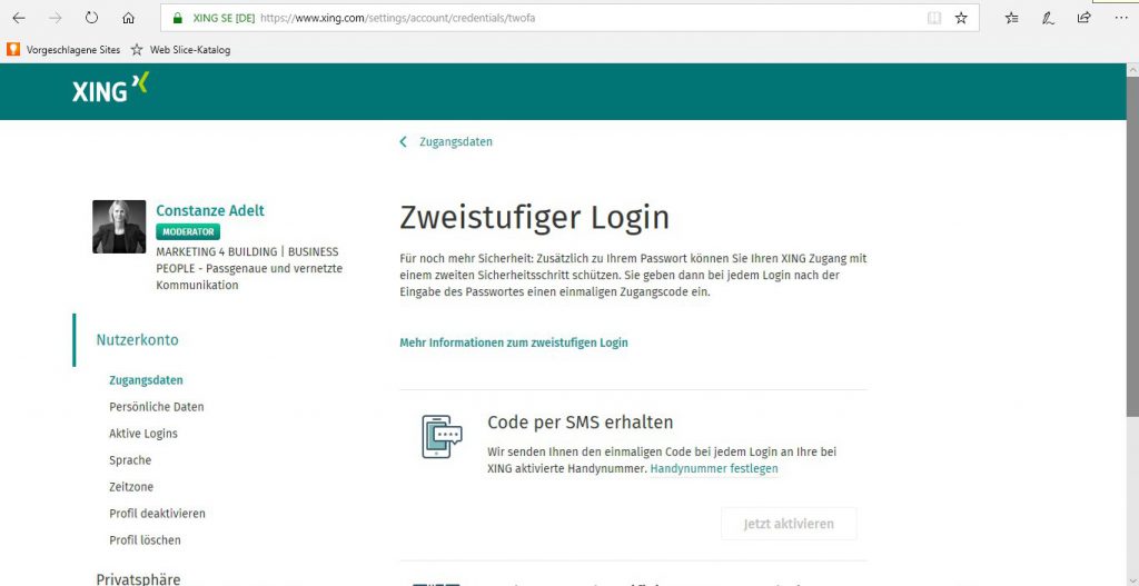 Zweistufiger Login - Einstellungen