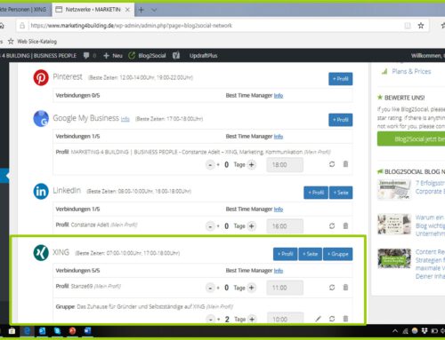 Posts & Co auf XING, Teil 6 von 6 – Automatisierung mit Blog2Social