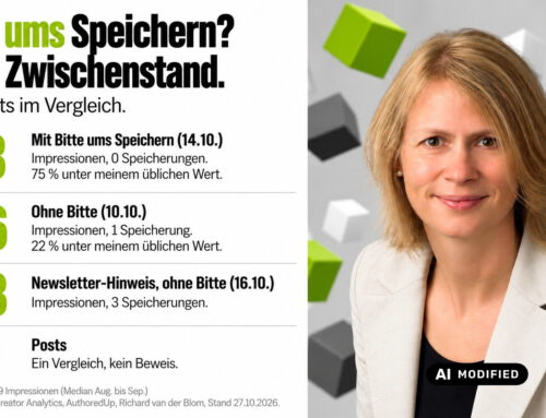 Bitte ums Speichern auf LinkedIn: Mein Zwischenstand
